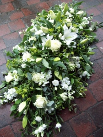 White flower casket spray